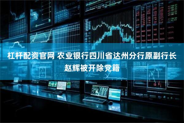 杠杆配资官网 农业银行四川省达州分行原副行长赵辉被开除党籍