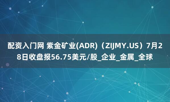 配资入门网 紫金矿业(ADR)（ZIJMY.US）7月28日收盘报56.75美元/股_企业_金属_全球